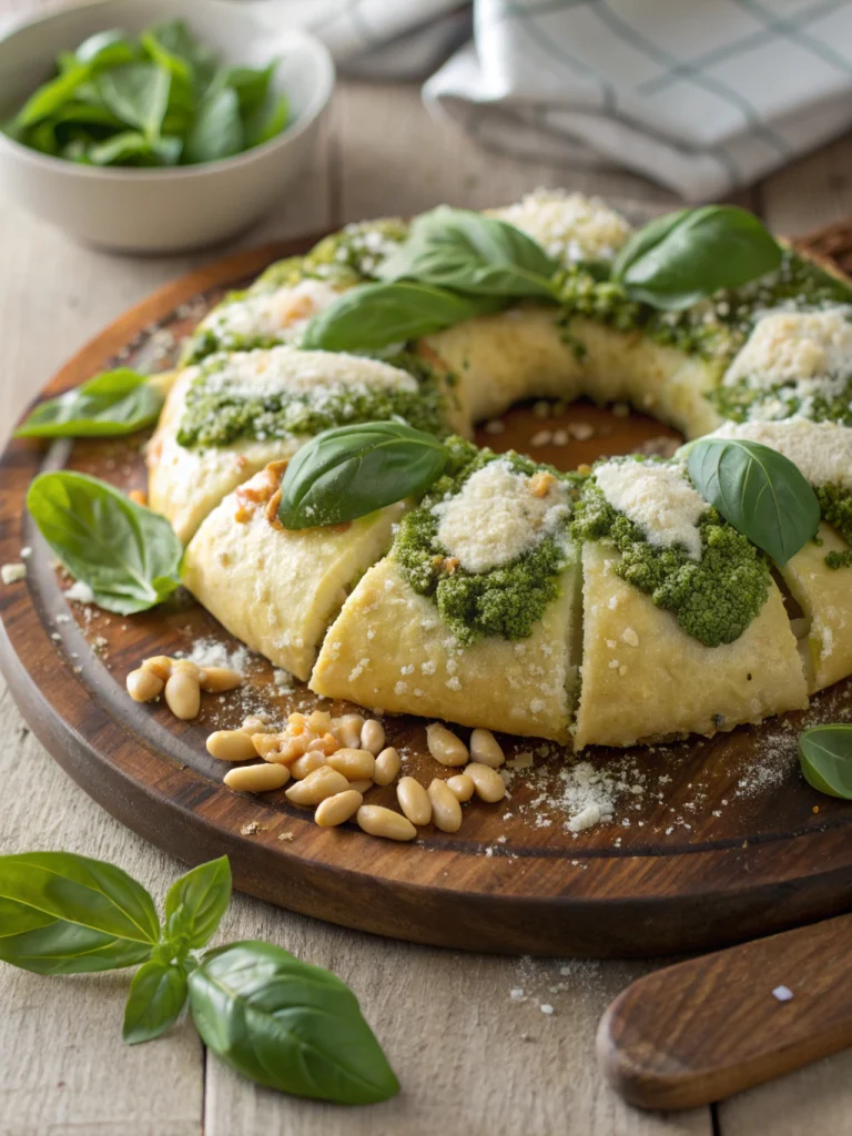 Cheesy Pesto Wreath