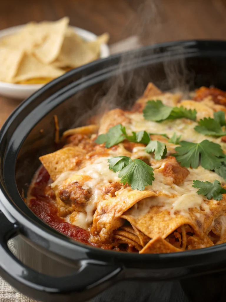 Crockpot Chicken Enchilada Casserole