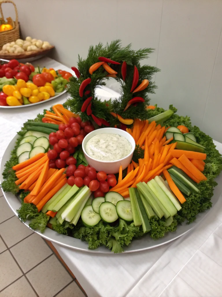 Festive Crudité Platter Wreath