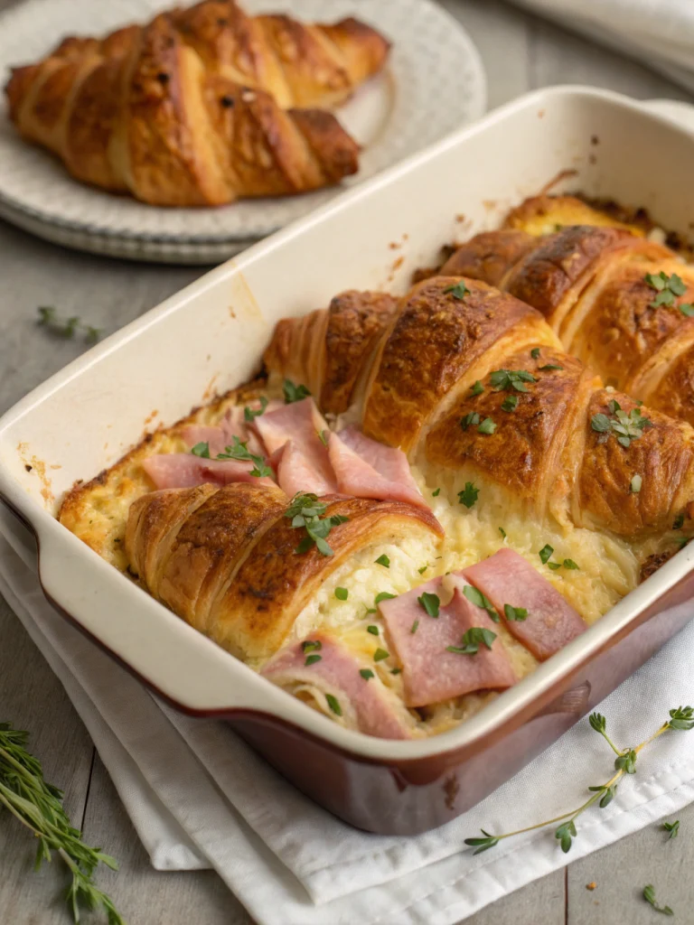 Ham and Cheese Croissant Casserole