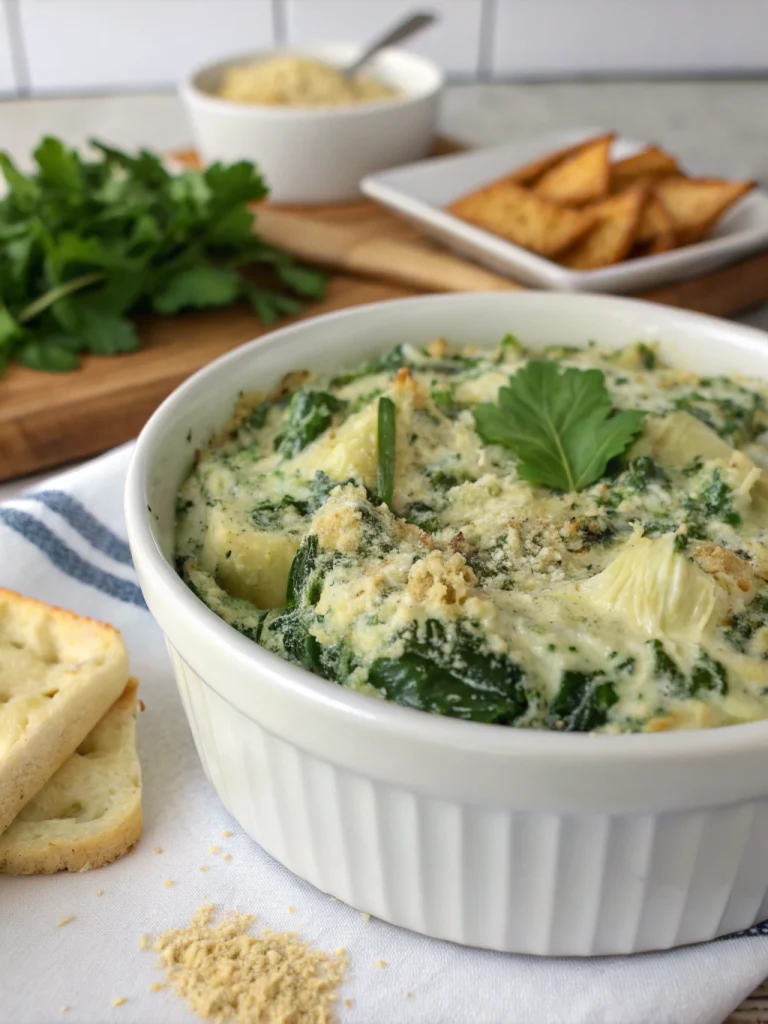 Healthy Crockpot Spinach Artichoke Dip