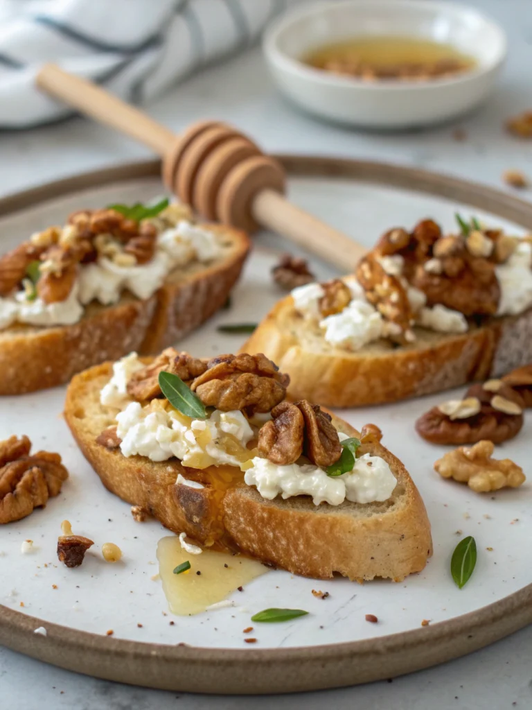 Honey Walnut Goat Cheese Crostini
