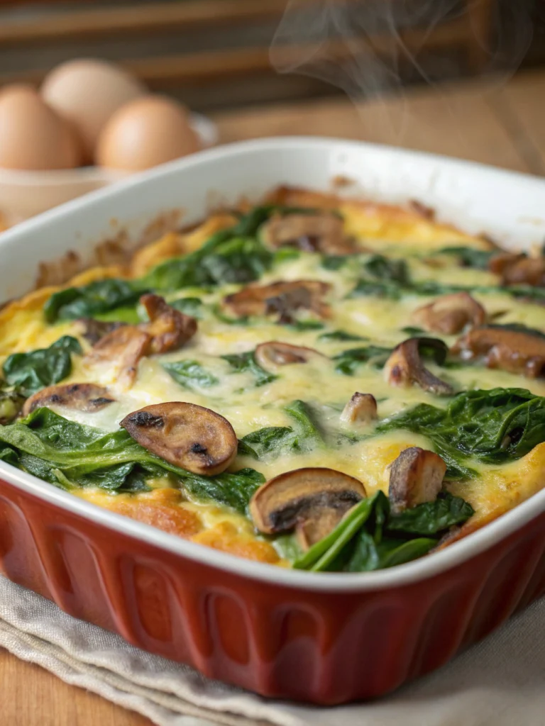 Spinach and Mushroom Breakfast Casserole
