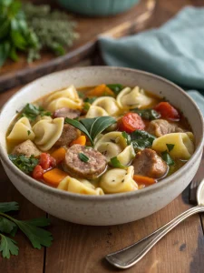 Crockpot Sausage Tortellini Soup