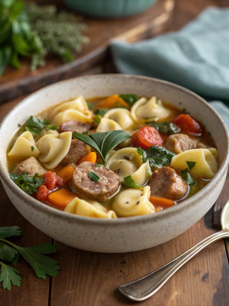 Crockpot Sausage Tortellini Soup